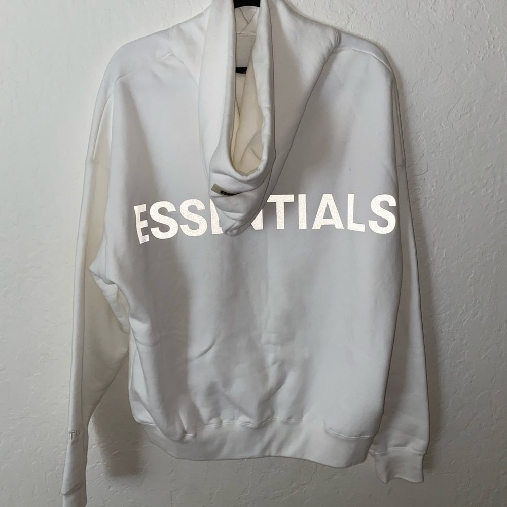 Fear Of God Essentials 3M logo pullover hoodie White Reflective Hoodie